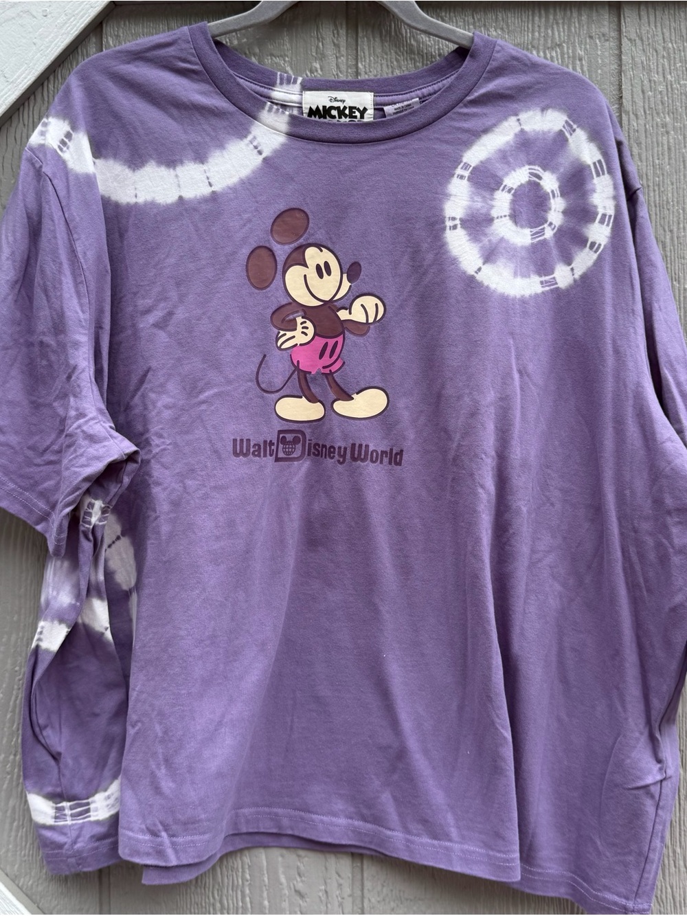 Disney Purple Tie-Dye Mickey Mouse Short Sleeve Crop style tee.